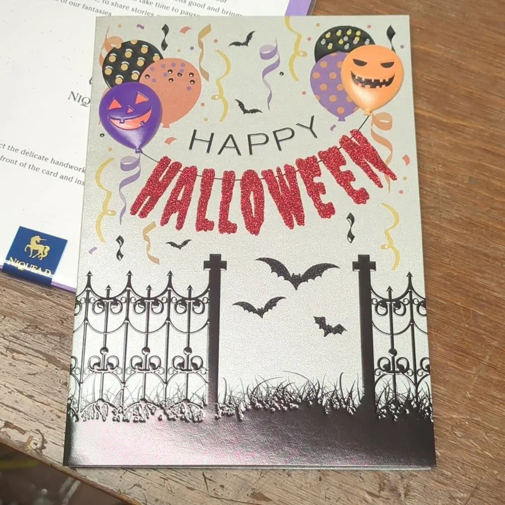 4 Niquea.D Halloween Greeting Cards 3D Pumpkins, ghosts, bats nice not scary